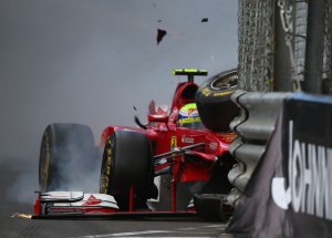 The second of two almost identical crashes for Massa in Monaco