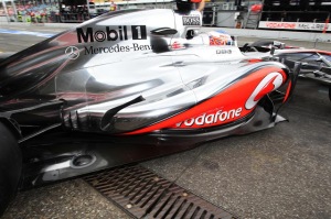 An example of a coanda exhuast on Jenson Button's McLaren MP4-27 from 2012