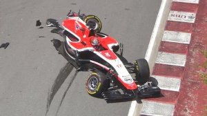Bianchi's wrecked Marussia following his 1st lap crash with Chilton